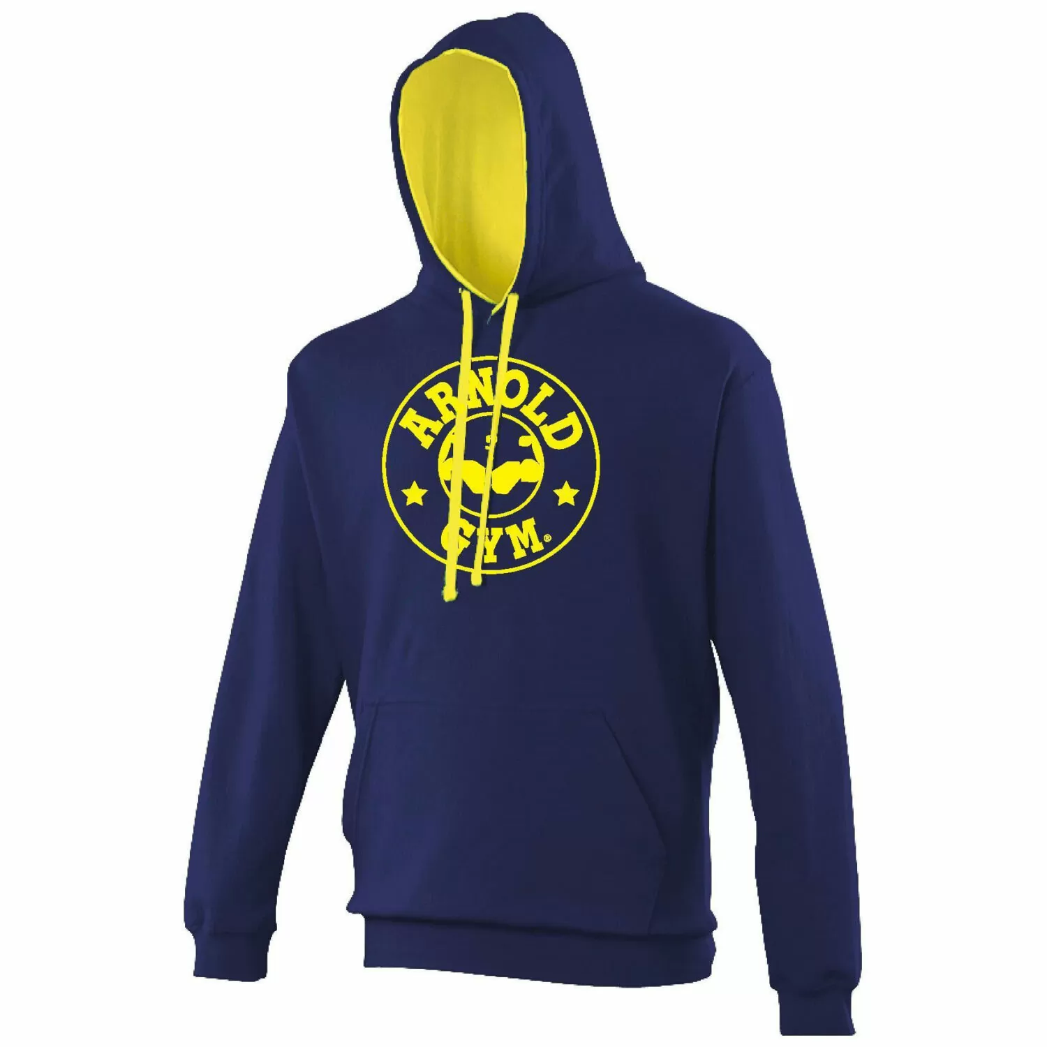 Bodybuilding Navy Contrast Gold Yellow Pullover Hoodie