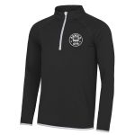 0000415 arnold gym 12 zip long sleeve tech gym workout black white sweatshirt top