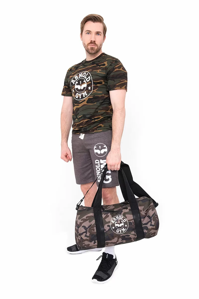 Camouflage Arnold Gym Bodybuilding Workout Gym Barrel Bag
