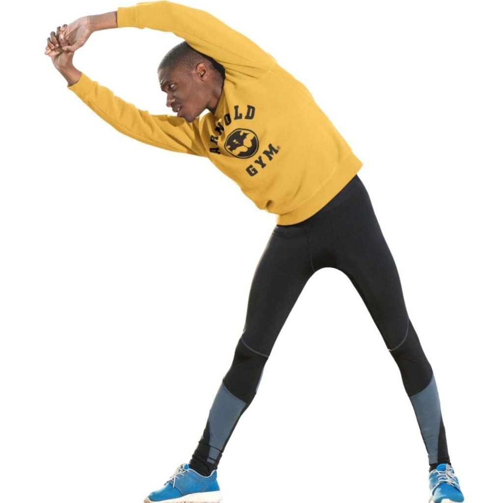 men's gym sweatshirt arnold gym gold