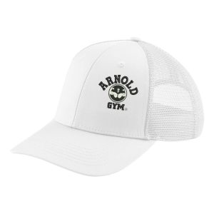Arnold Gym Legacy Trucker Gym Hat-white