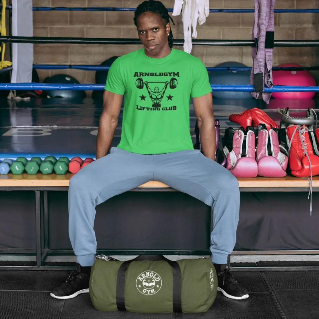 arnold gym lifting club t shirt lime green