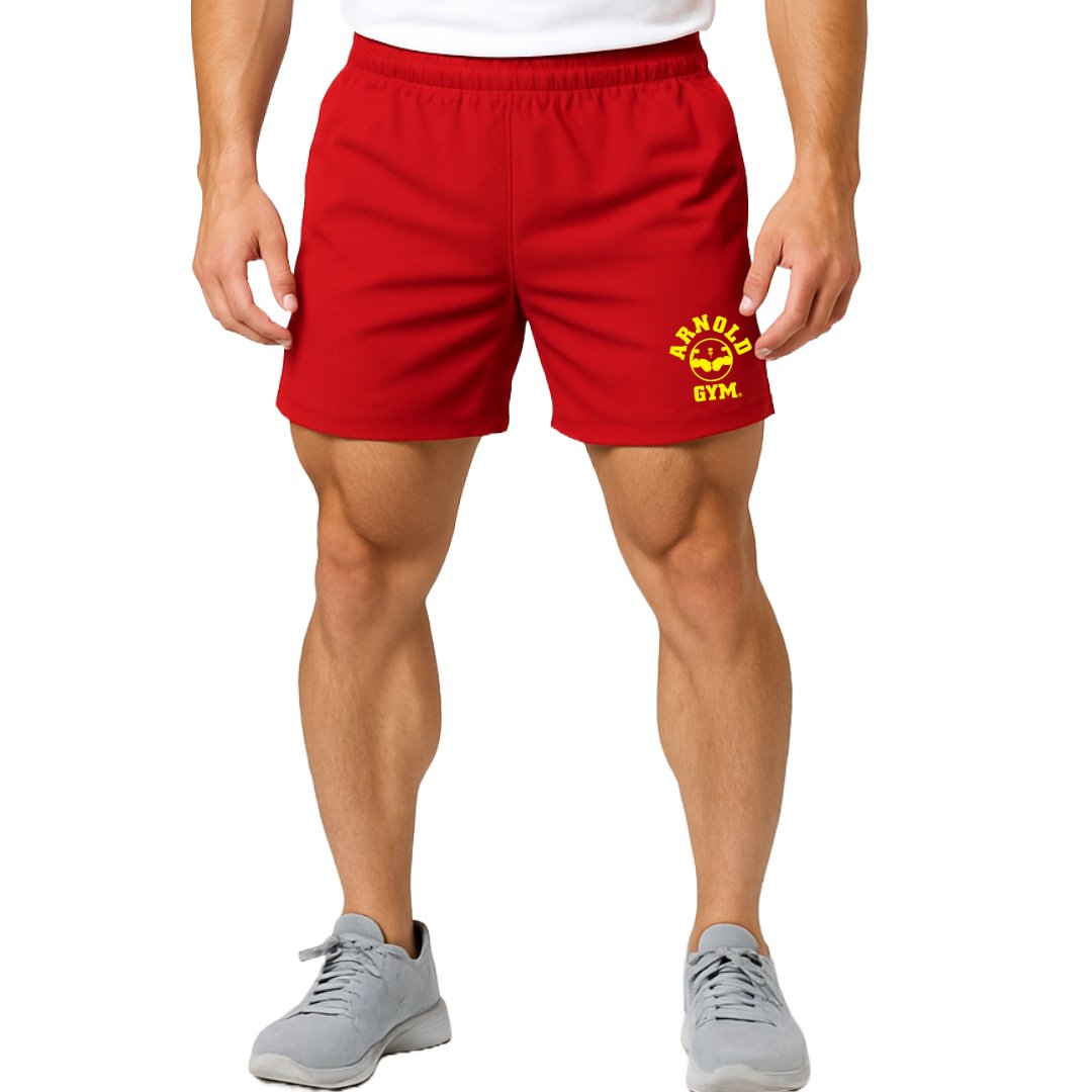 lifter training shorts-Arnold Gym Lifter Fit Training Shorts-red